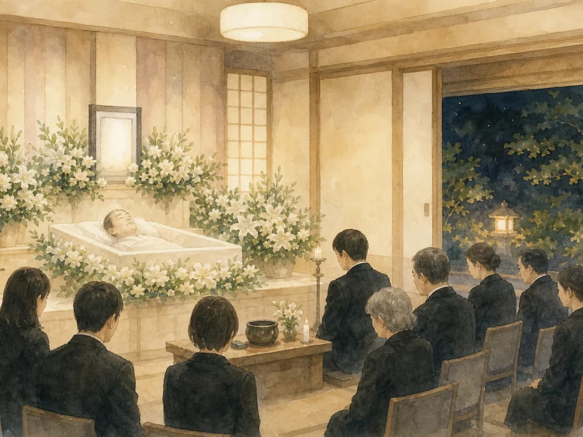 お通夜の会場のイラスト